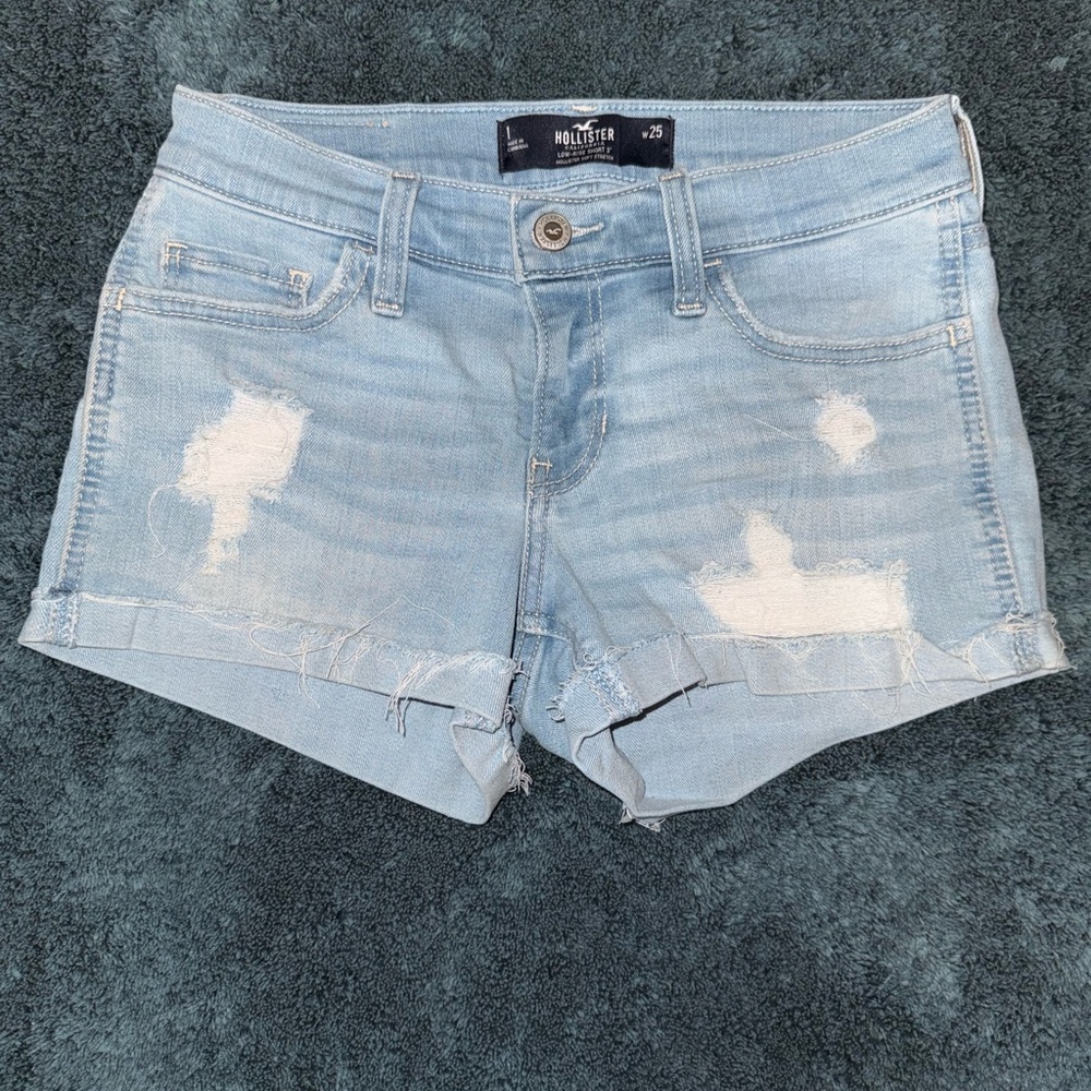 Hollister Women's Light Blue Low Rise Jean Shorts